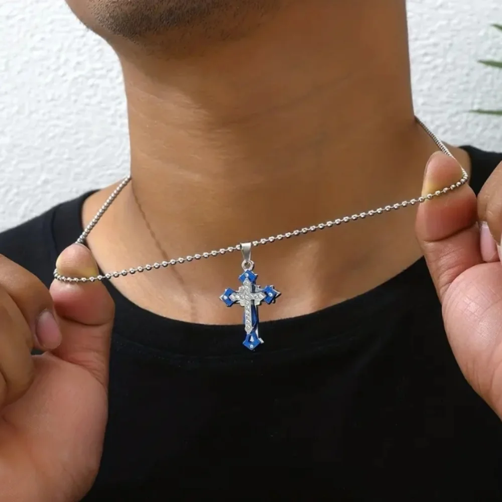 Silver Cross Pendant Chain Necklace